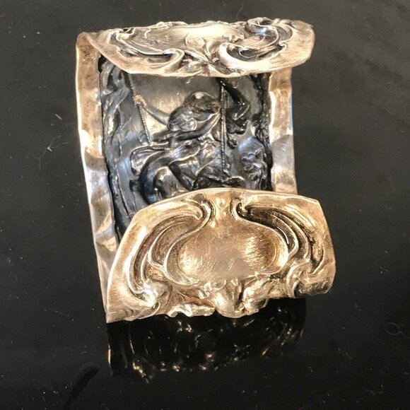 Sterling Spoon Ring Cuff Bracelet 925 Silver Victorian Baroque Rococo Antique - Picture 2 of 7